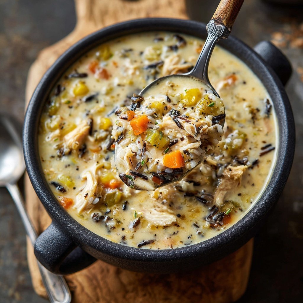 Healthy Crockpot Chicken and Wild Rice Soup