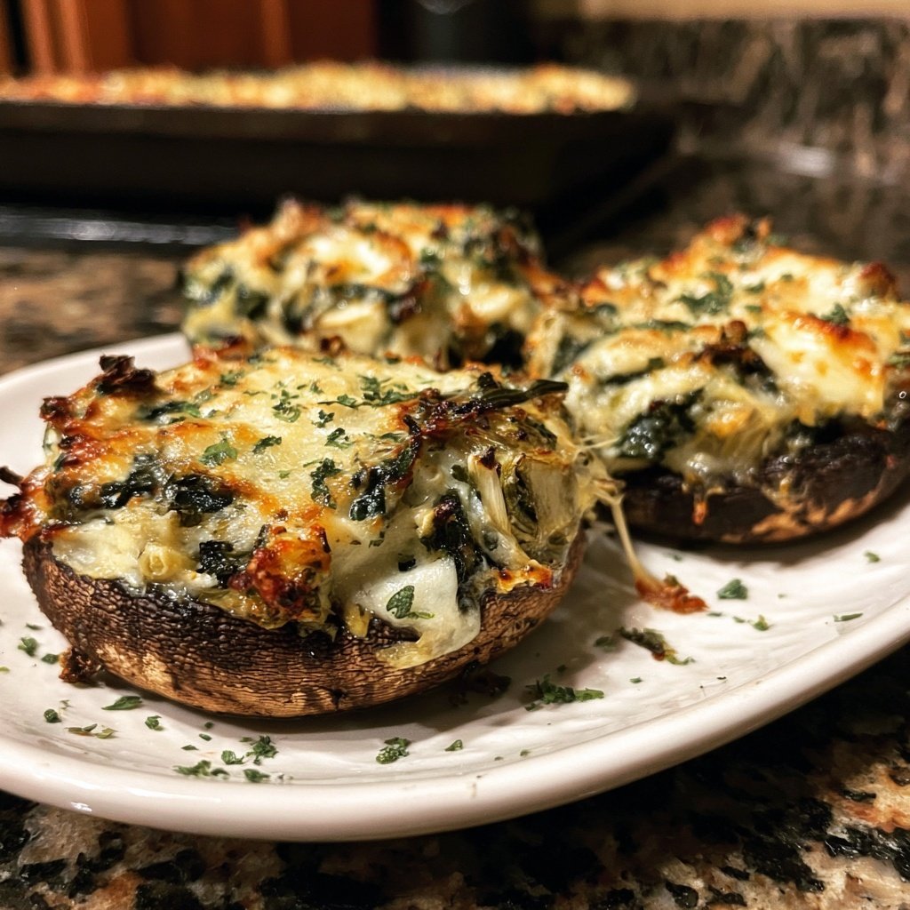 Spinach Artichoke Stuffed Portobellos