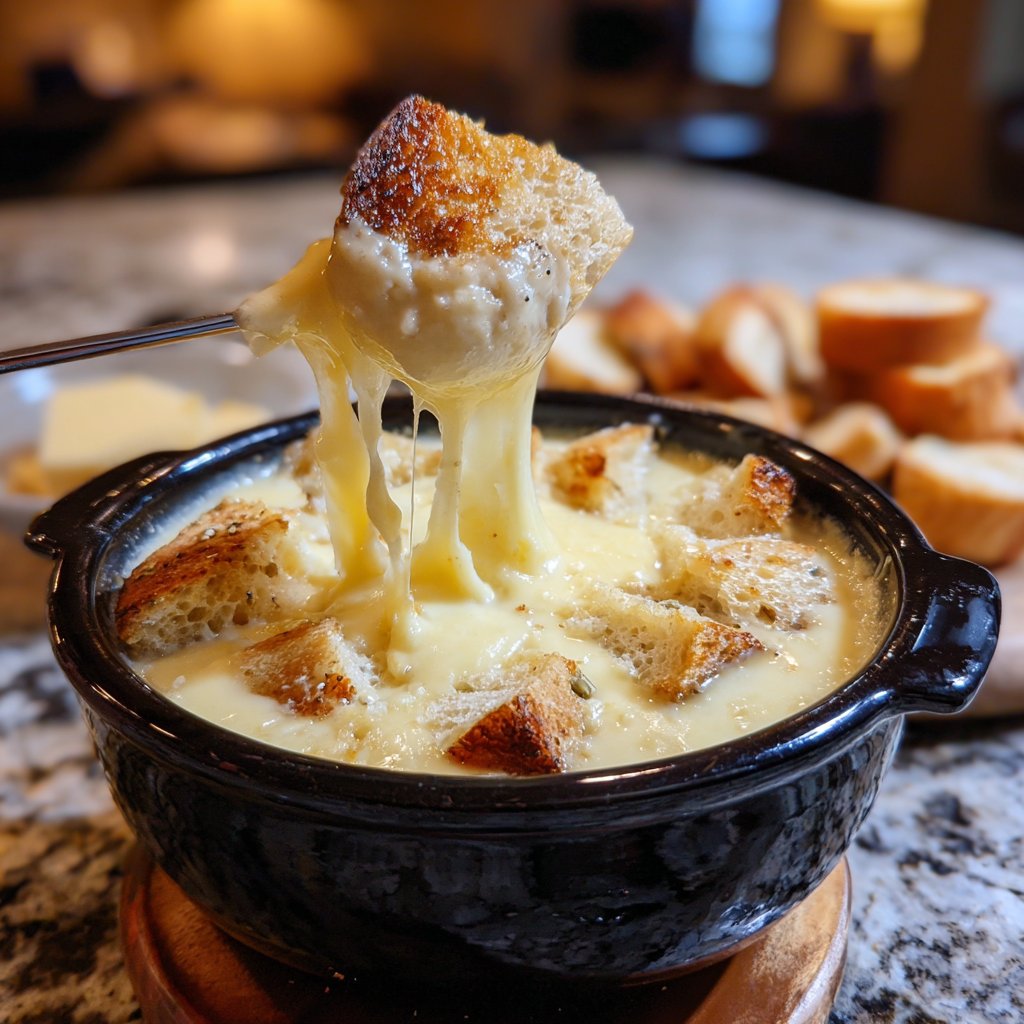Fondue with Brie and Garlic