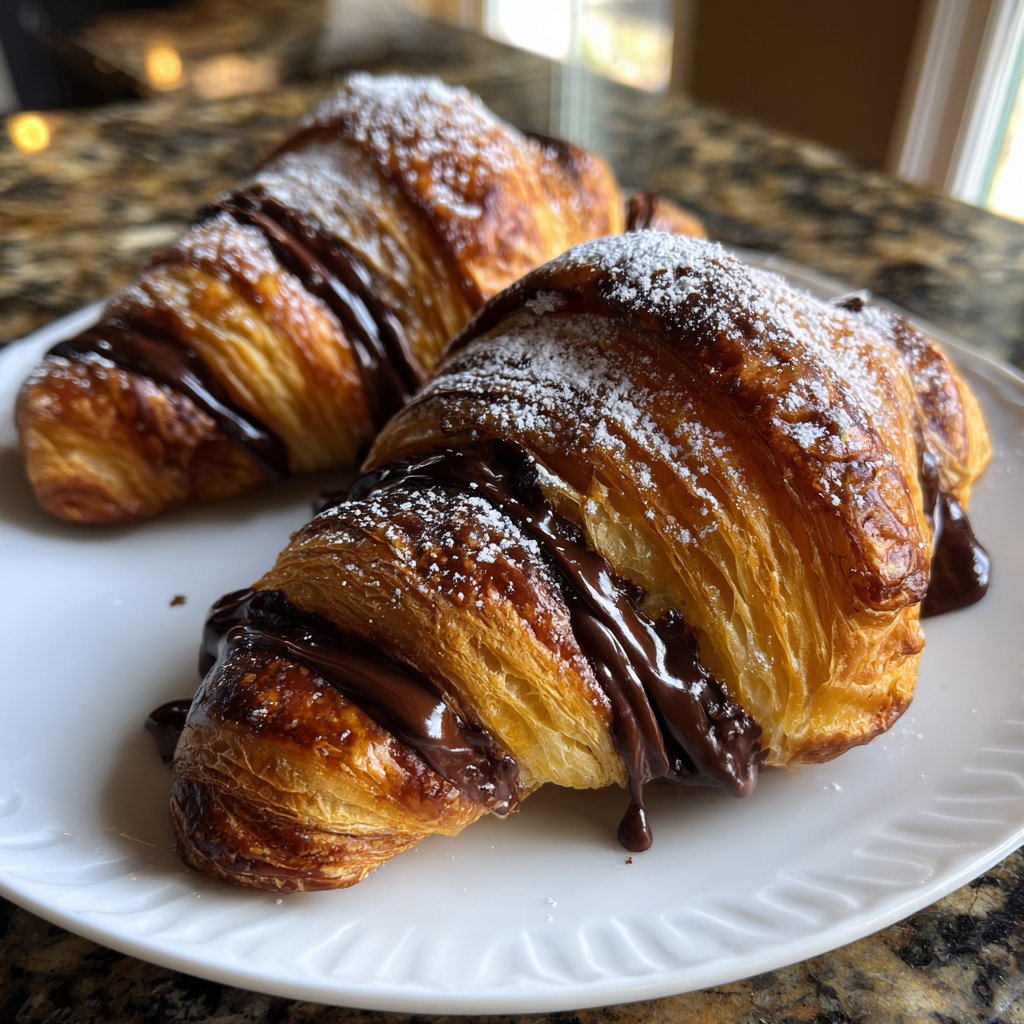 Valentines Breakfast Chocolate Croissants