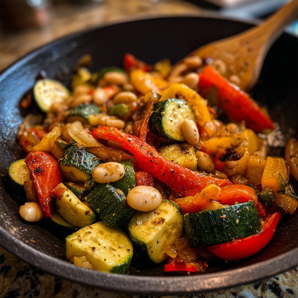 Roasted Veggie White Bean Skillet