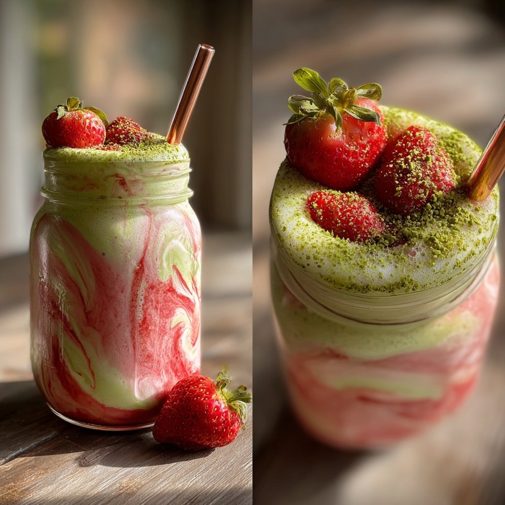 Homemade Strawberry Matcha Drink