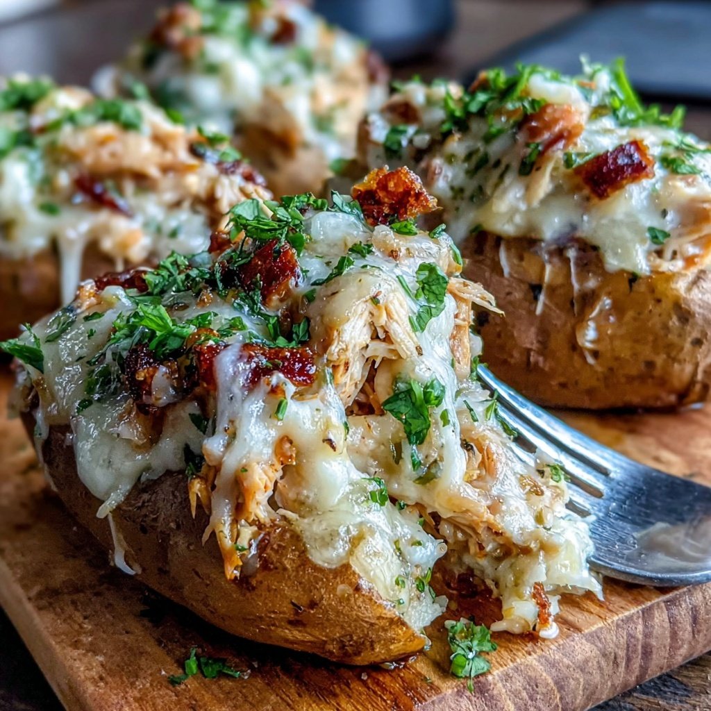 Shredded Chicken Stuffed Sweet Potatoes