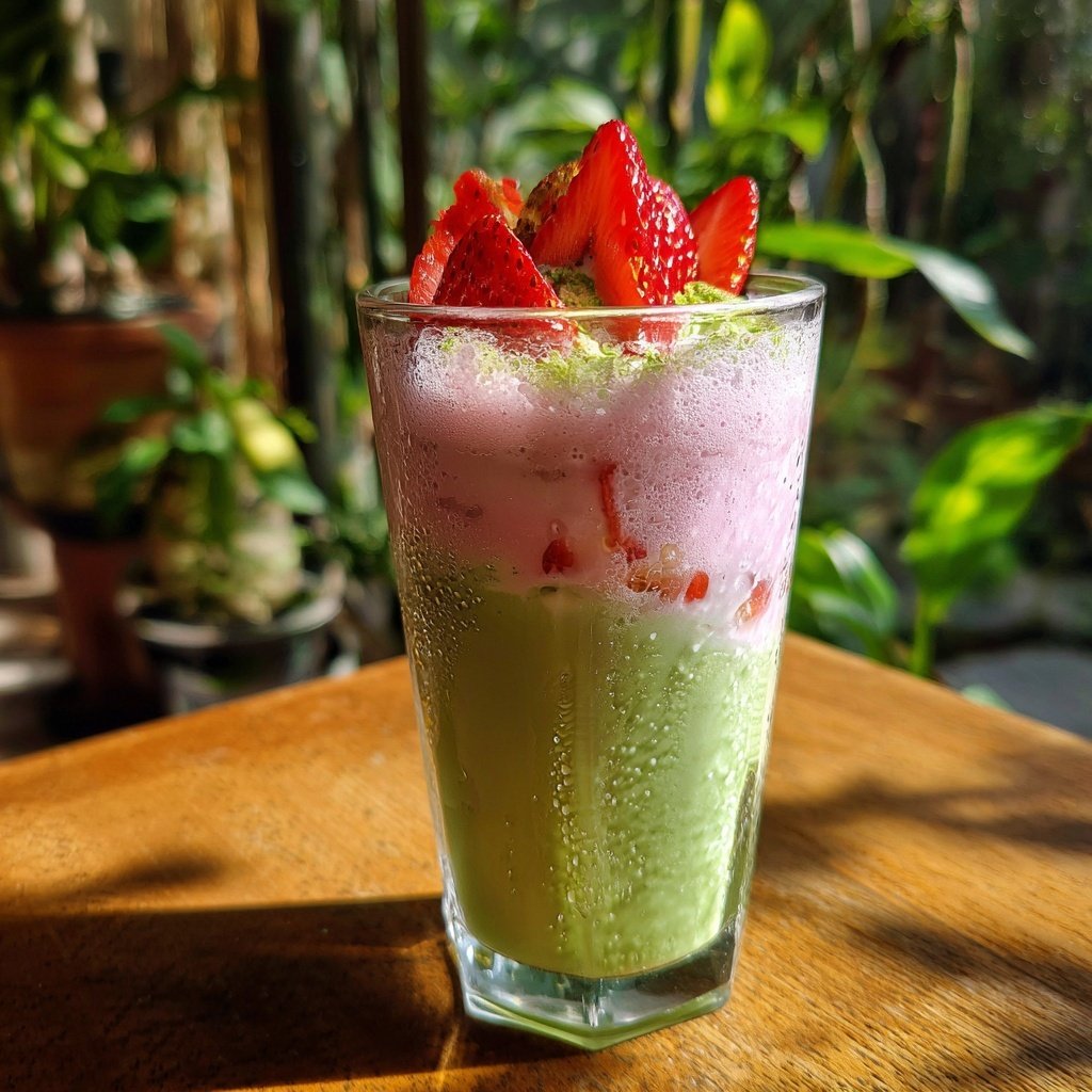 Iced Strawberry Matcha Cream Drink