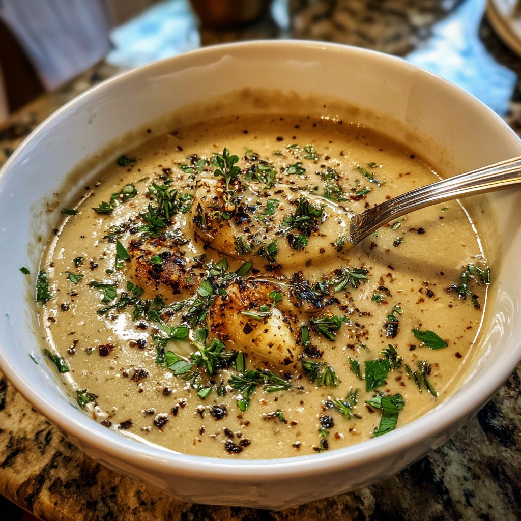 Creamy Garlic Lentil Soup