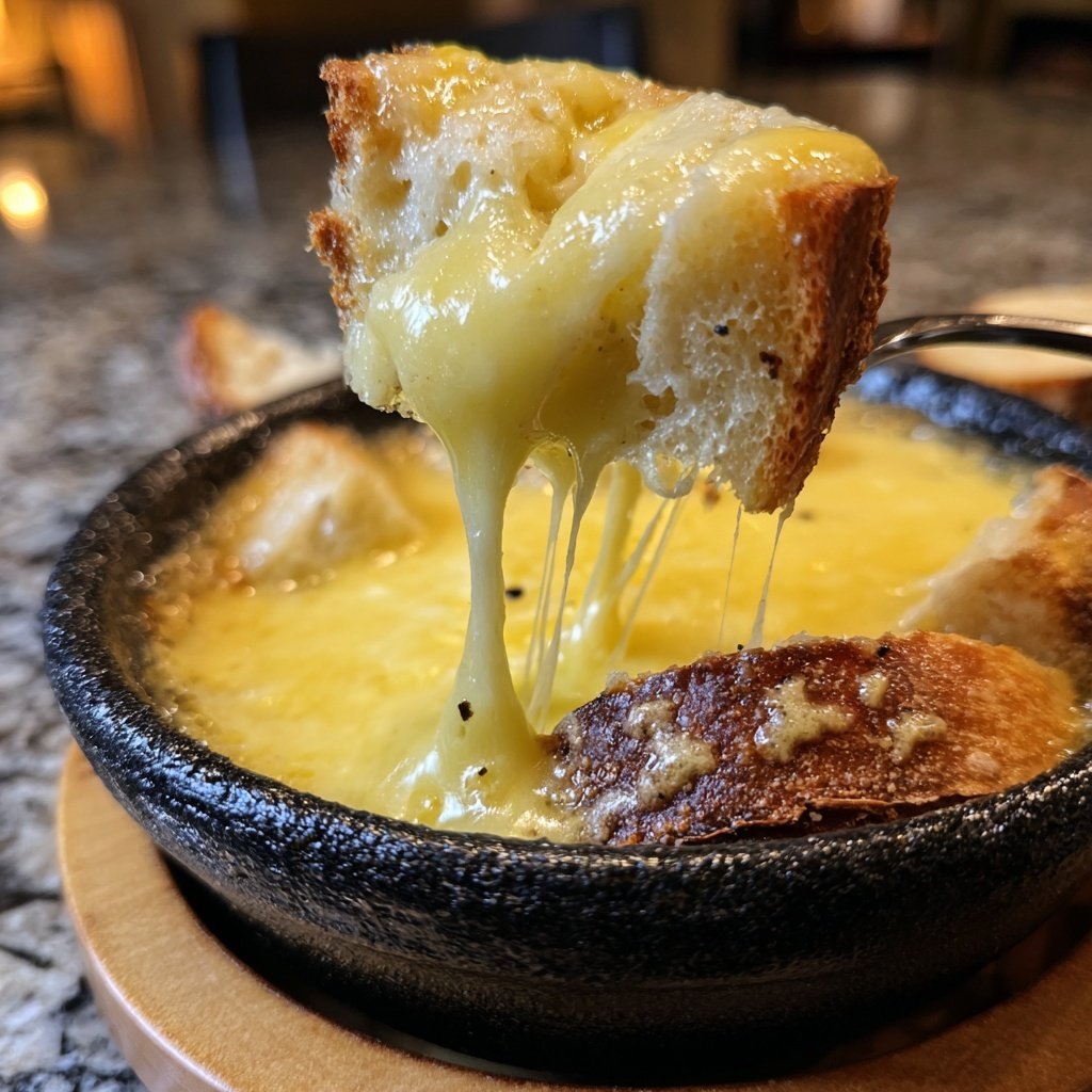 Fondue with Swiss Cheese and Garlic