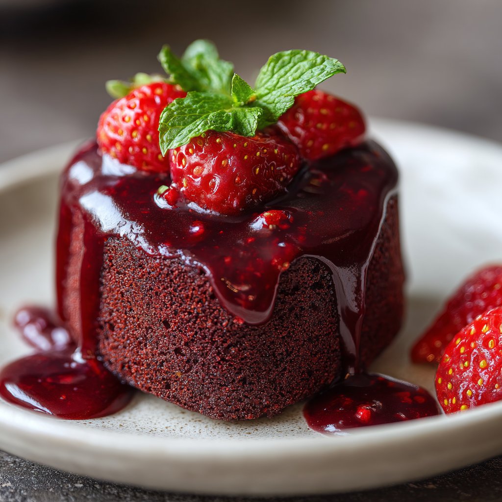 Mini Heart Cake with Berry Glaze