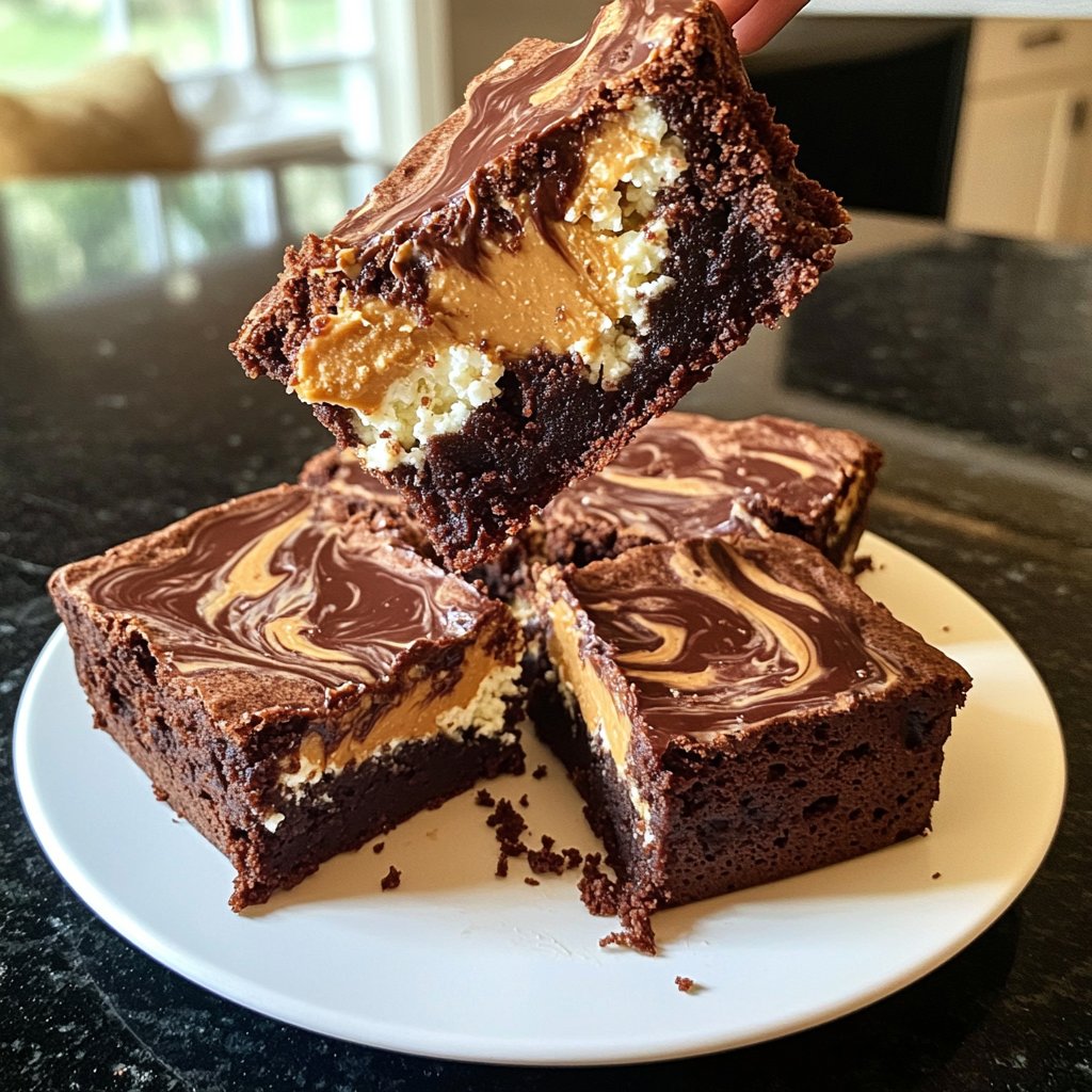 Cottage Cheese Brownies with Peanut Butter Swirl
