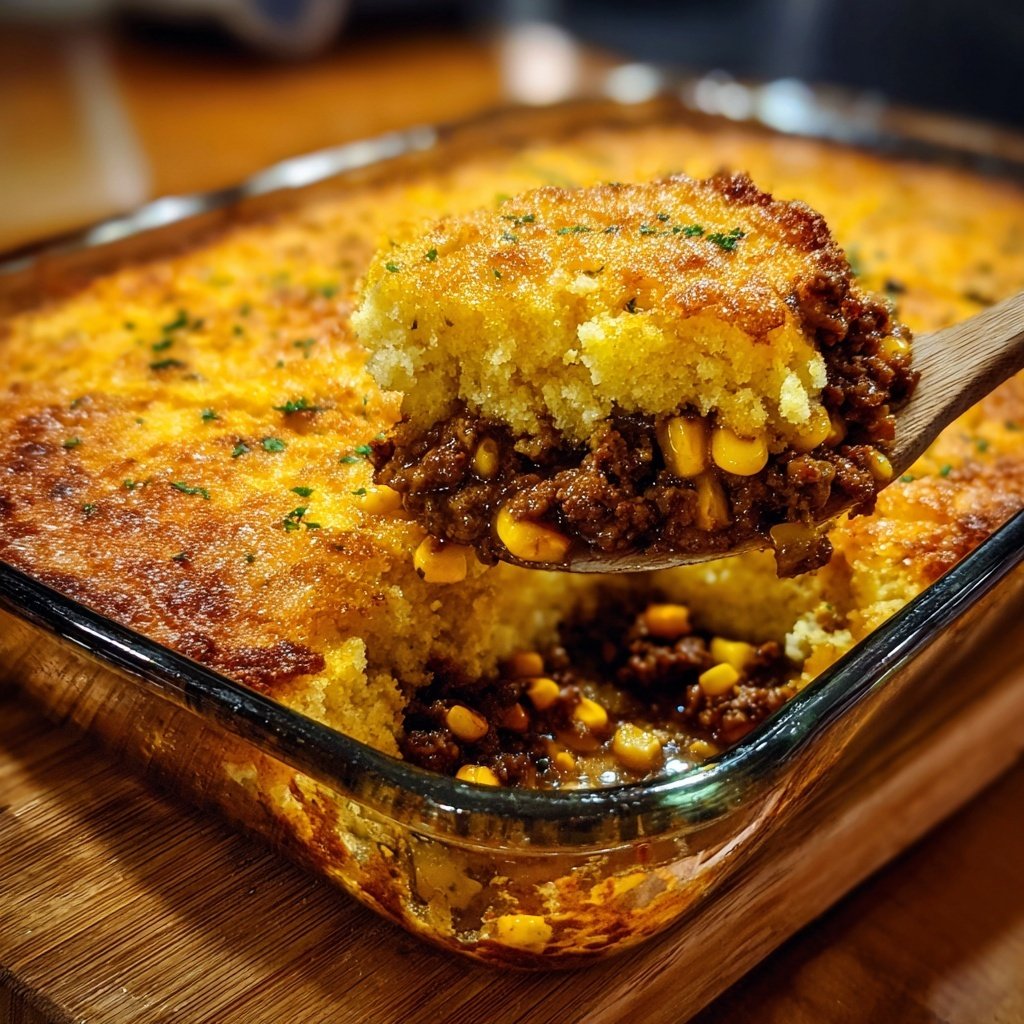 Ground Beef And Cornbread Casserole