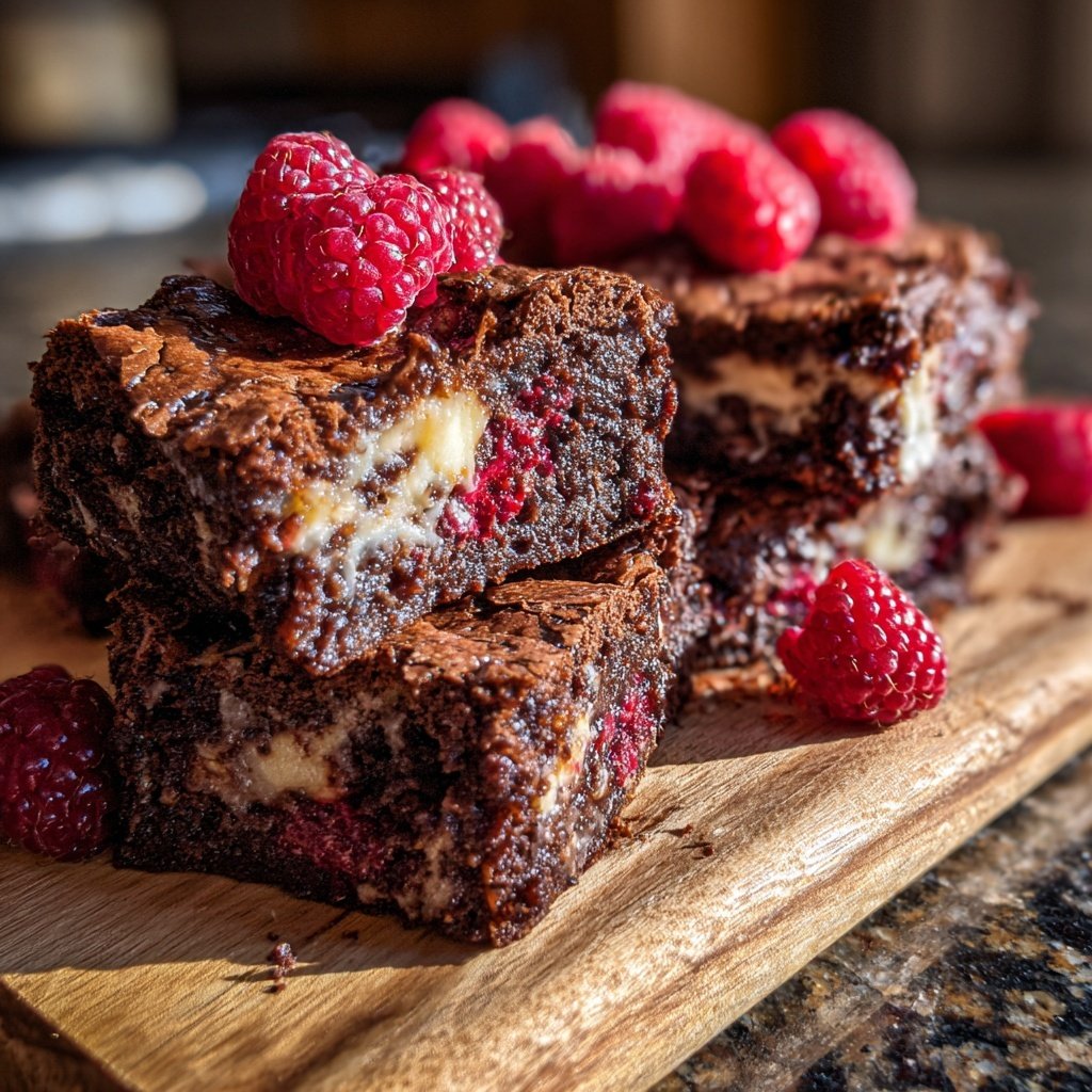 Cottage Cheese Brownies with Raspberries